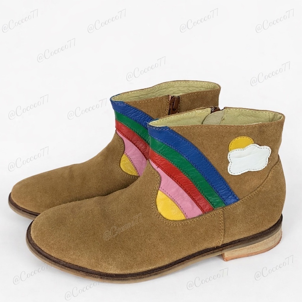 MINI BODEN suede rainbow boots size 36 size 4 booties leather kids ankle